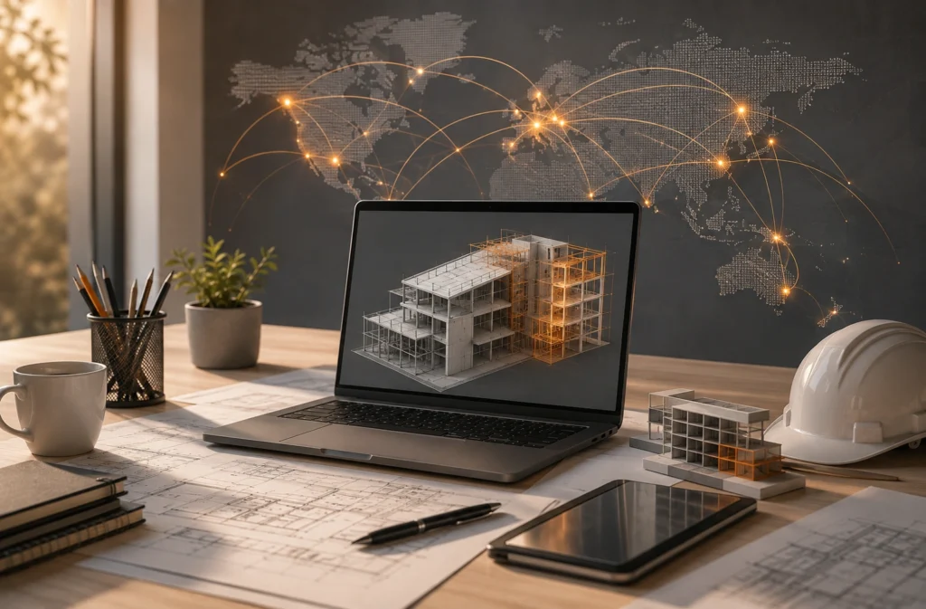 Віддалена робота інженера з BIM-моделлю будівлі та міжнародною командою