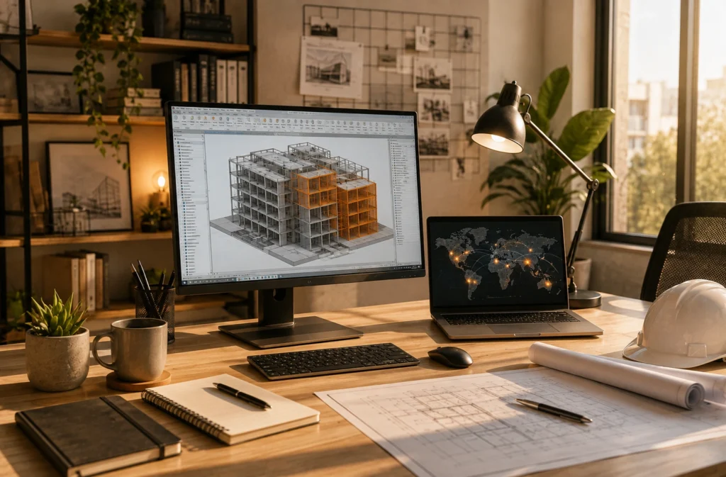 Домашнє робоче місце інженера з BIM-моделлю в Revit для дистанційної роботи
